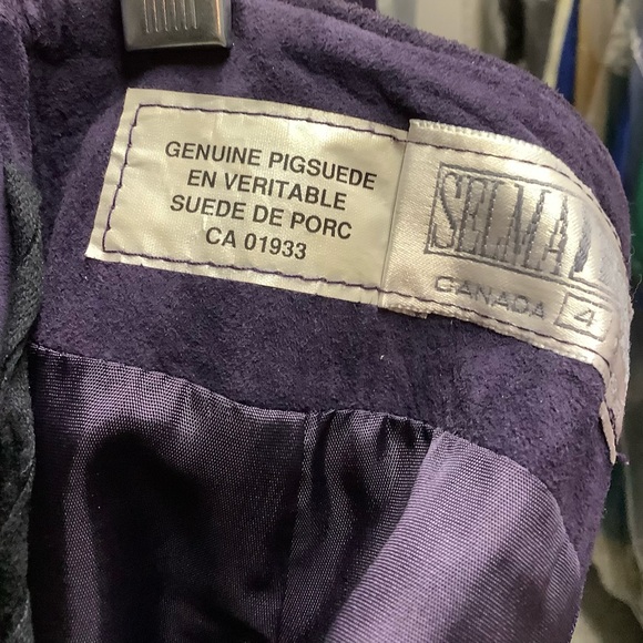 EUC vintage purple leather suede midi skirt - Picture 7 of 8